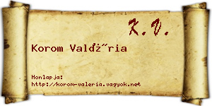 Korom Valéria névjegykártya