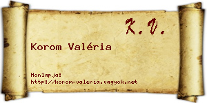 Korom Valéria névjegykártya